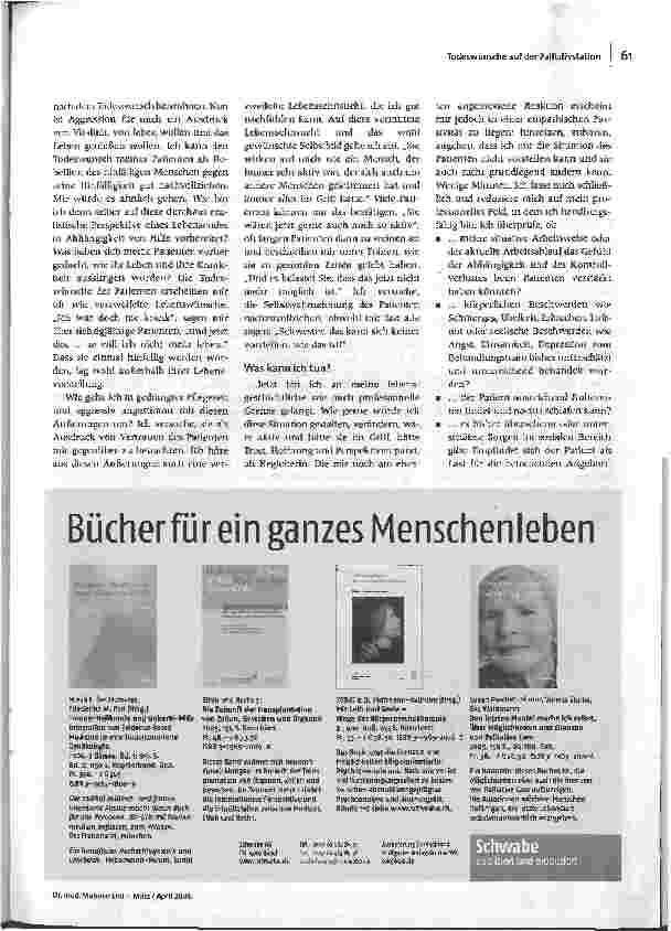 Vorschauseite 3: Ich bin doch nur noch eine Last für euch ...Umgang mit Todeswünschen im pflegerischen Alltag einer Palliativstation
