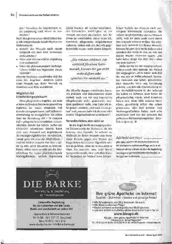 Vorschauseite 4: Ich bin doch nur noch eine Last für euch ...Umgang mit Todeswünschen im pflegerischen Alltag einer Palliativstation
