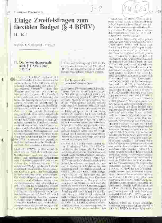Vorschauseite 1: Einige Zweifelsfragen zum flexiblen Budget (Paragraph 4 BPflV)