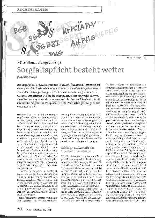 Vorschauseite 1: Sorgfaltspflicht besteht weiter