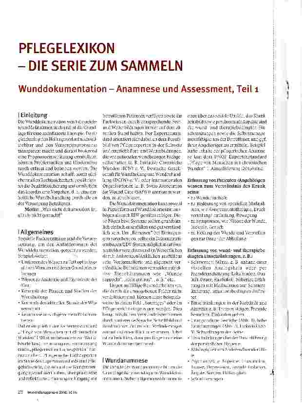 Vorschauseite 1: Wunddokumentation Anamnese und Assessment, Teil 1