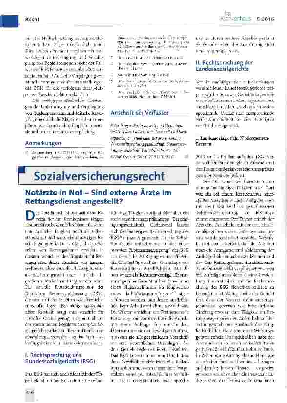 Vorschauseite 1: Notärzte in Not - Sind externe Ärzte im Rettungsdienst angestellt?