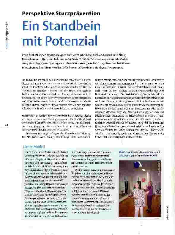 Vorschauseite 1: Perspektive Sturzprävention Ein Standbein mit Potenzial