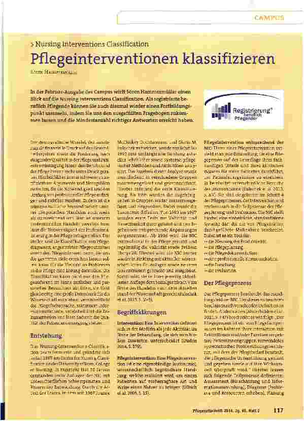 Vorschauseite 1: Pflegeinterventionen klassifizieren