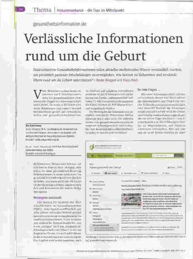 Vorschauseite 1: Verlässliche Informationen rund um die Geburt