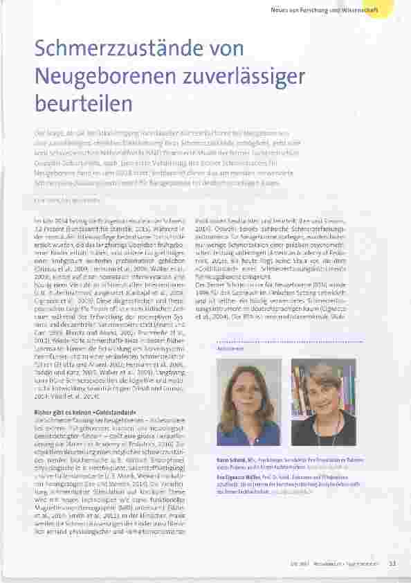 Vorschauseite 1: Schmerzzustände von Neugeborenen zuverlässiger beurteilen