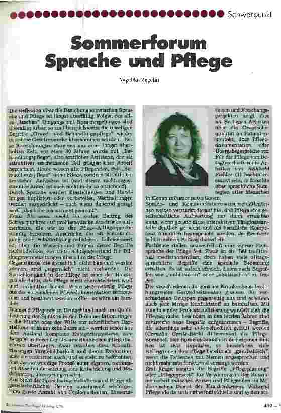 Vorschauseite 1: Sommerforum Sprache und Pflege