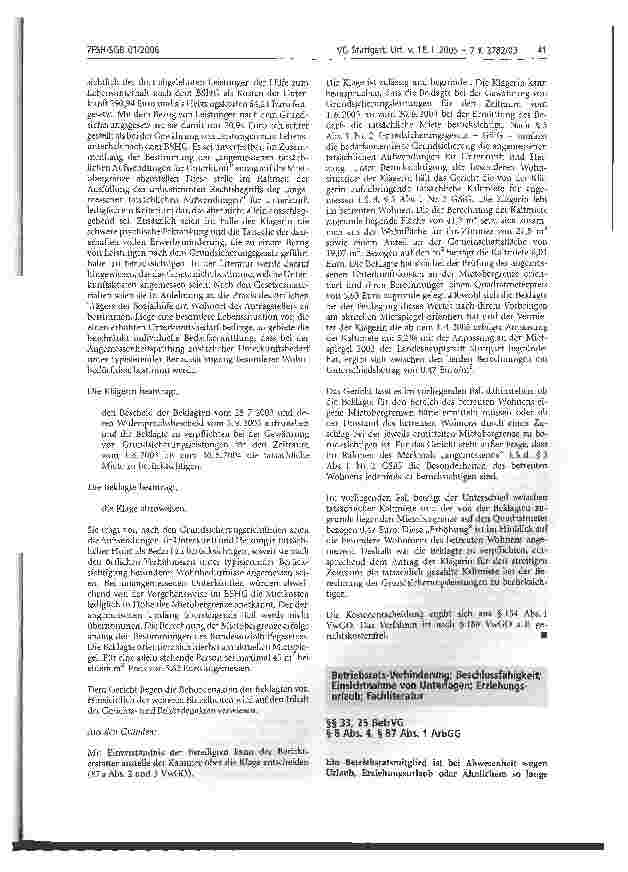 Vorschauseite 1: Betriebsrats-Verhinderung; Beschlussfähigkeit; Einsichtnahme von Unterlagen; Erziehungsurlaub; Fachliteratur
