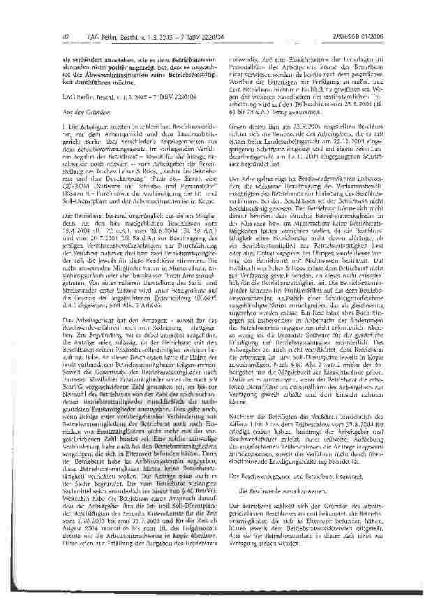 Vorschauseite 2: Betriebsrats-Verhinderung; Beschlussfähigkeit; Einsichtnahme von Unterlagen; Erziehungsurlaub; Fachliteratur