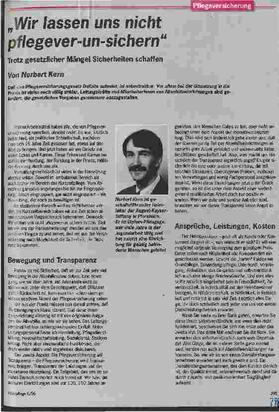 Vorschauseite 1: Wir lassen uns nicht pflegever-un-sichern Trotz gesetzlicher Mängel Sicherheiten schaffen