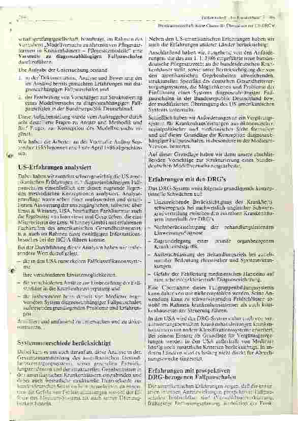 Vorschauseite 2: Keine Chance für Übernahme der US-DRG`s