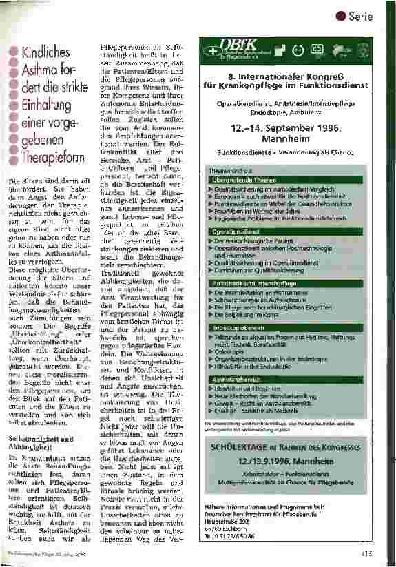 Vorschauseite 3: Die Pflege des Kindes mit Asthma bronchiale 4. Folge: Spezifische, psychogene, soziale und interaktive Aspekte