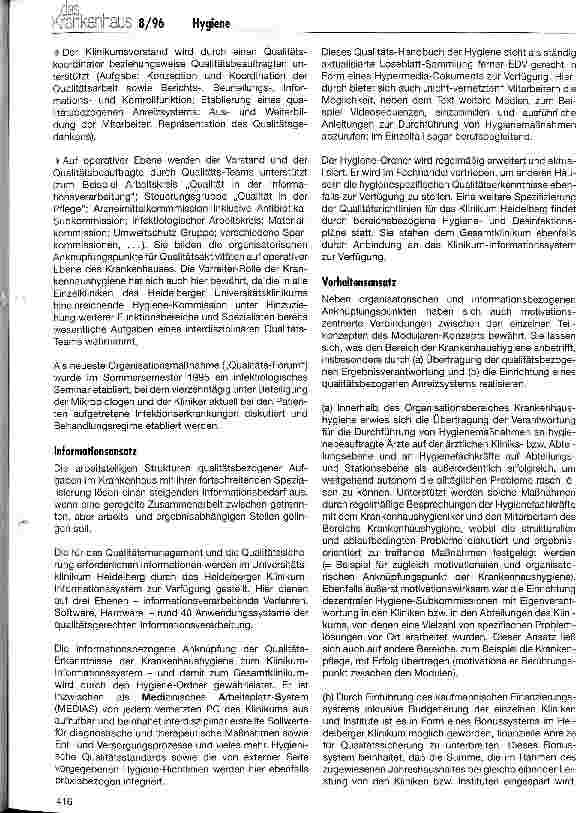 Vorschauseite 3: Krankenhaushygiene im Zentrum des Modularen Konzepts für Qualität im Krankenhaus (Heidelberger Modell)