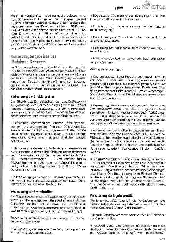 Vorschauseite 4: Krankenhaushygiene im Zentrum des Modularen Konzepts für Qualität im Krankenhaus (Heidelberger Modell)