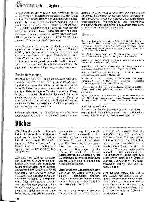 Vorschauseite 5: Krankenhaushygiene im Zentrum des Modularen Konzepts für Qualität im Krankenhaus (Heidelberger Modell)