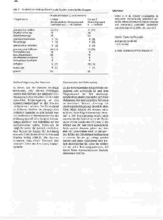 Vorschauseite 2: Einfluss einer halb aufrechten Lagerung und einer kontinuierlichen subglottischen Sekretabsaugung auf die Atemwegskolonisation bei Intensivpatienten