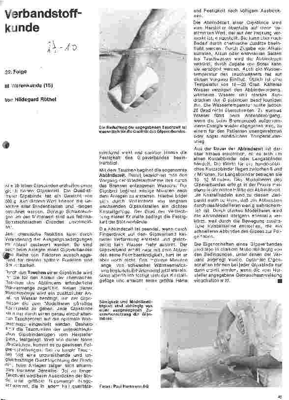 Vorschauseite 1: Verbandstoffkunde 22. Folge: III. Warenkunde (15)