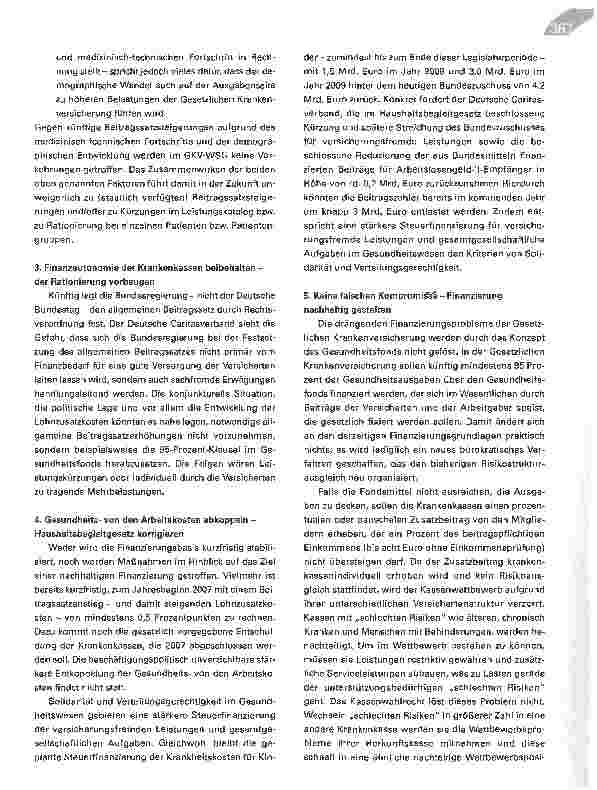 Vorschauseite 2: Gesundheitsreform - Stellungnahme des Deutschen Caritasverbandes zum Entwurf eines Gesetzes zur Stärkung des Wettbewerbs in der Gesetzlichen Krankenversicherung (GKV-Wettbewerbsst…