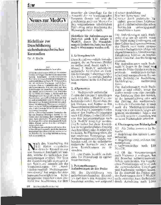 Vorschauseite 1: Richtlinie zur Durchführung sicherheitstechnischer Kontrollen
