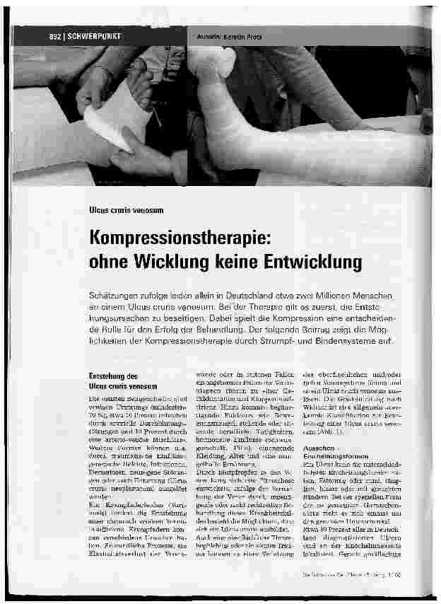 Vorschauseite 1: Ulcus cruris venosum - Kompressionstherapie: ohne Wicklung keine Entwicklung