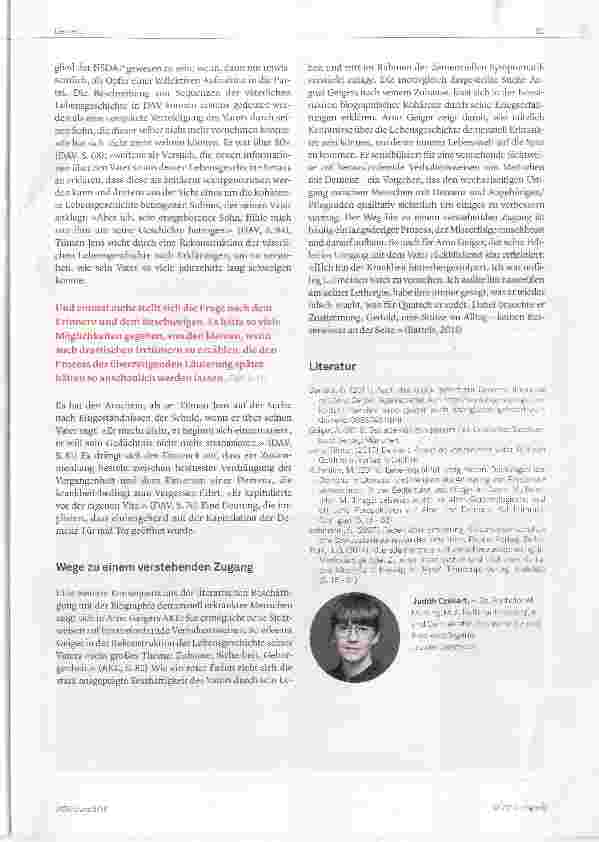 Vorschauseite 3: Demenz, Literatur und Biographie: Rekonstruktion schwindender Erinnerung