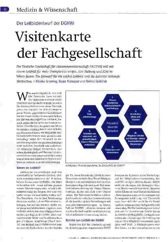 Vorschauseite 1: Visitenkarte der Fachgesellschaft