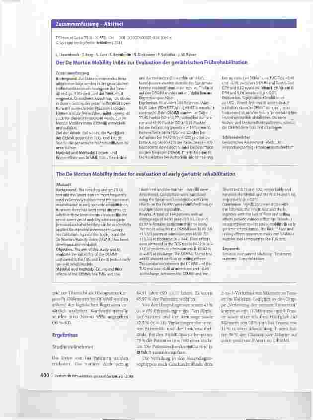 Vorschauseite 3: Der De Morton Mobility Index zur Evaluation der geriatrischen Frührehabilitation