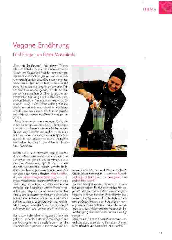 Vorschauseite 1: Vegane Ernährung Fünf Fragen an Björn Moschinski