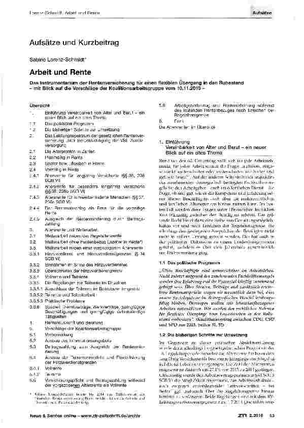 Vorschauseite 1: Arbeit und Rente