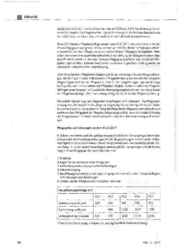 Vorschauseite 2: Das Zweite Pflegestärkungsgesetz ist seit dem 01.01.2016 in Kraft