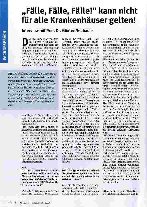 Vorschauseite 1: „Fälle, Fälle, Fälle! kann nicht für alle Krankenhäuser gelten!