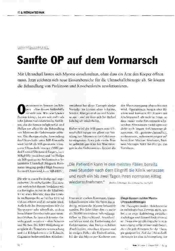 Vorschauseite 1: Sanfte OP auf dem Vormarsch