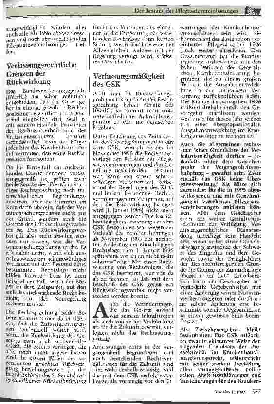 Vorschauseite 2: Der Bestand der Pflegesatzvereinbarungen nach dem Gesetz zur Stabilisierung der Krankenhausausgaben 1996