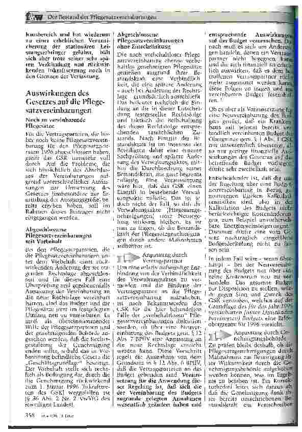 Vorschauseite 3: Der Bestand der Pflegesatzvereinbarungen nach dem Gesetz zur Stabilisierung der Krankenhausausgaben 1996
