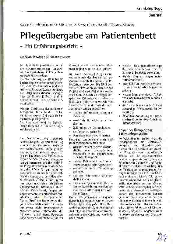 Vorschauseite 1: Pflegeübergabe am Patientenbett Ein Erfahrungsbericht
