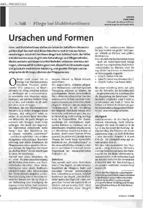 Vorschauseite 1: Pflege bei StuhlinkontinenzUrsachen und Formen 1. Teil