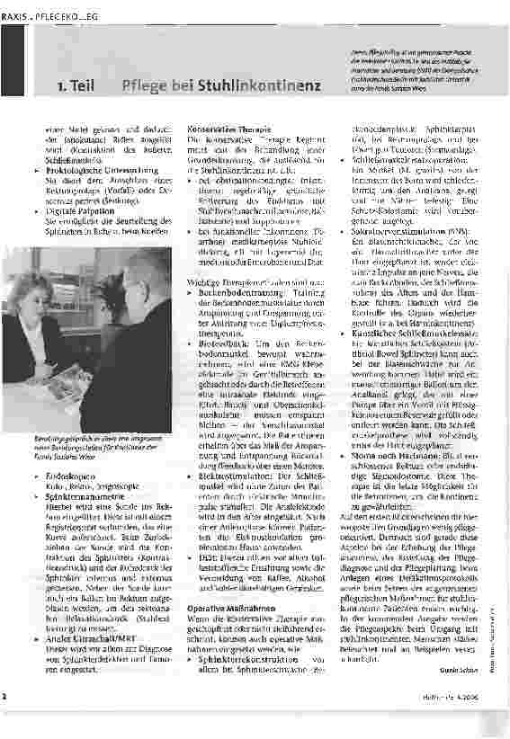 Vorschauseite 3: Pflege bei StuhlinkontinenzUrsachen und Formen 1. Teil
