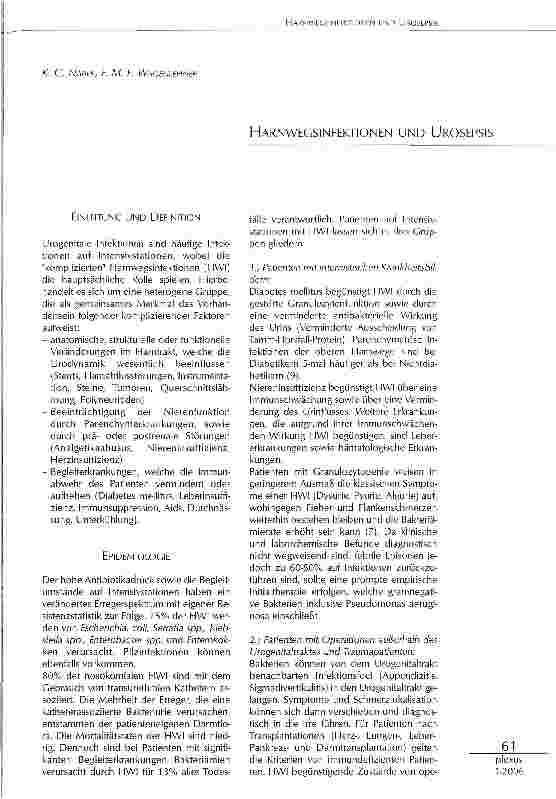Vorschauseite 1: HARNWEGSINFEKTIONEN UND UROSEPSIS