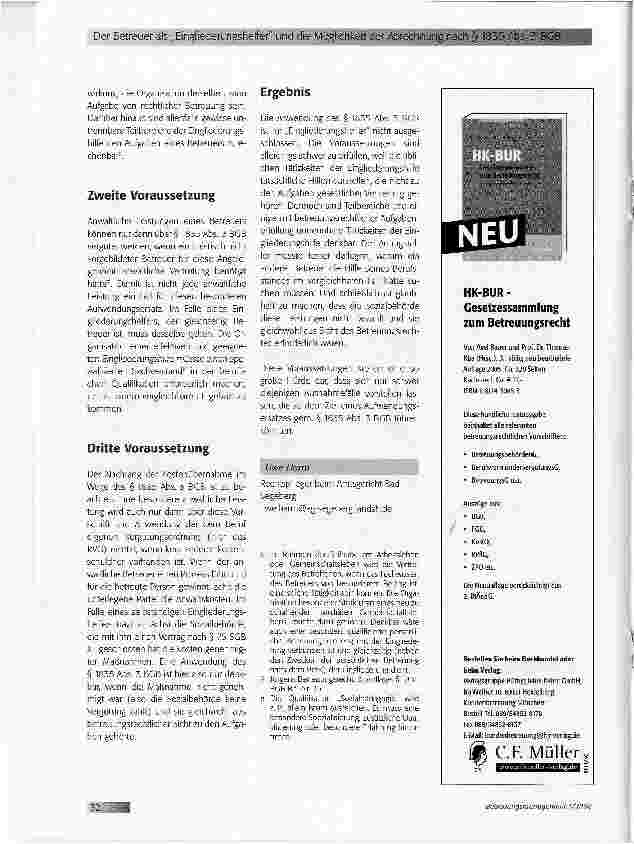 Vorschauseite 2: Der Betreuer als Eingliederungshelfer und die Möglichkeit der Abrechnung nach § 1835 Abs. 3 BGB