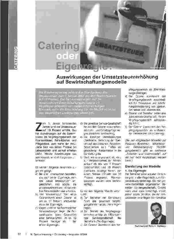 Vorschauseite 1: Catering oder Eigenregie?