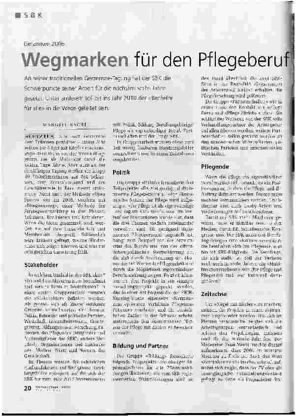Vorschauseite 1: Wegmarken für den Pflegeberuf