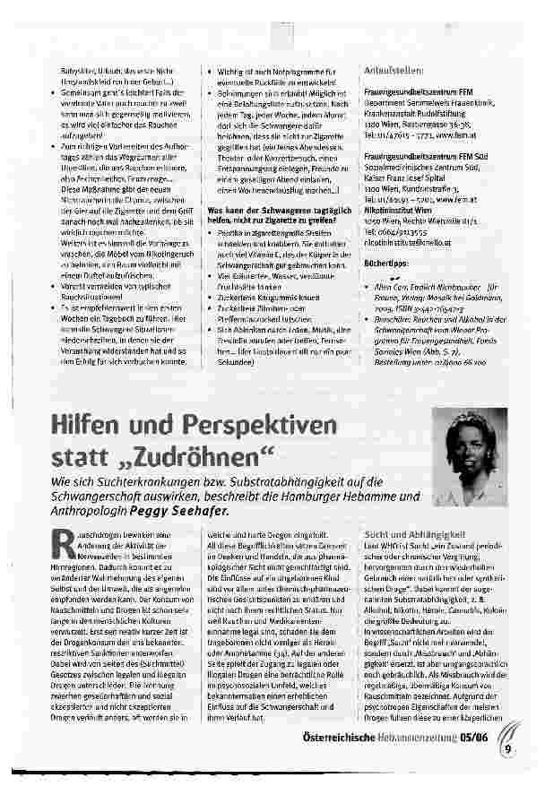 Vorschauseite 1: Hilfen und Perspektiven statt Zudröhnen