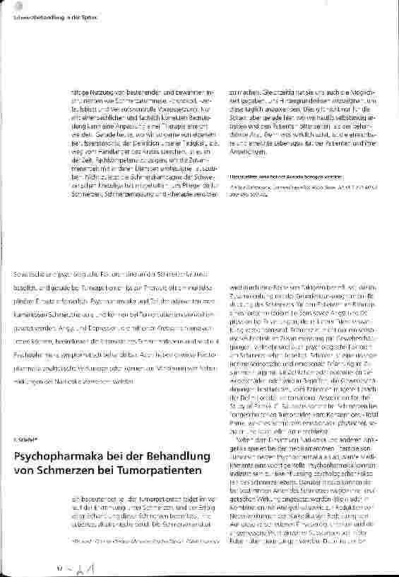 Vorschauseite 1: Psychopharmaka bei der Behandlung von Schmerzen von Tumorpatienten