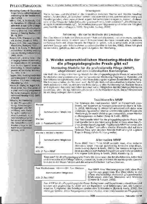 Vorschauseite 4: Traditionelle und alternative Mentoring-Modelle für dieprofessionelle Pflege (MMP)