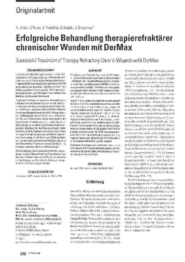 Vorschauseite 1: Erfolgreiche Behandlung therapierefraktärer chronischer Wunden mit DerMax