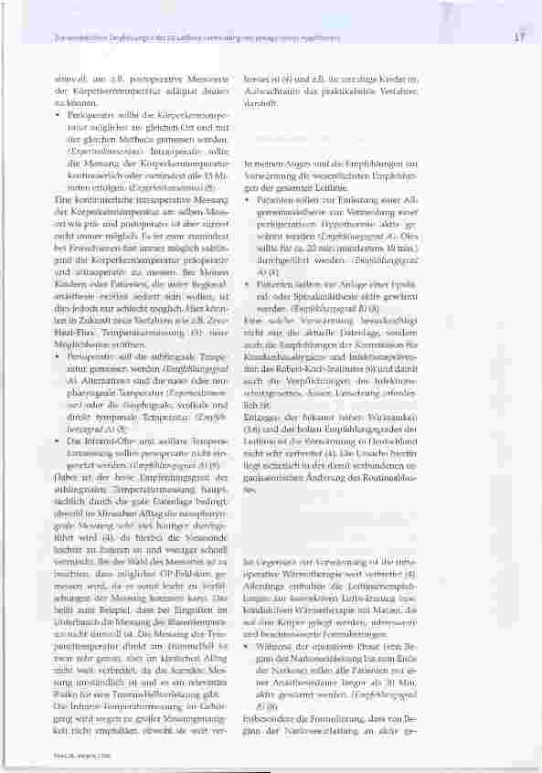 Vorschauseite 2: Die wesentlichen Empfehlungen der S3-Leitlinien Vermeidung von perioperativer Hyperthermie