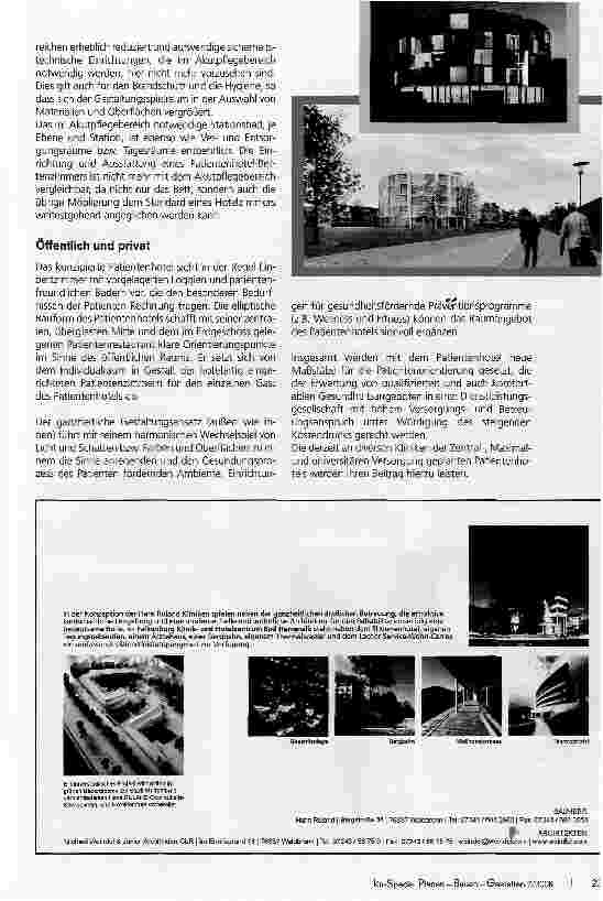 Vorschauseite 2: Patientenhotel:Bettenhaus mit Wohlfühlambiente