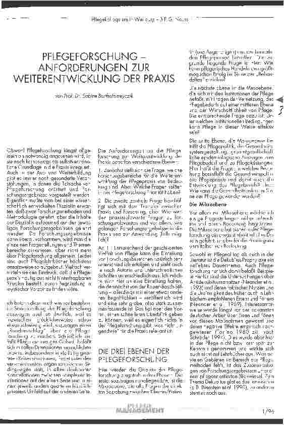Vorschauseite 1: Pflegeforschung - Anforderungen zur Weiterenrwicklung der Praxis