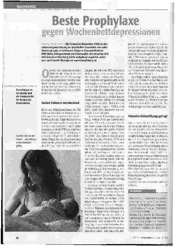 Vorschauseite 1: Beste Phrophylaxe gegen Wochenbettdepressionen