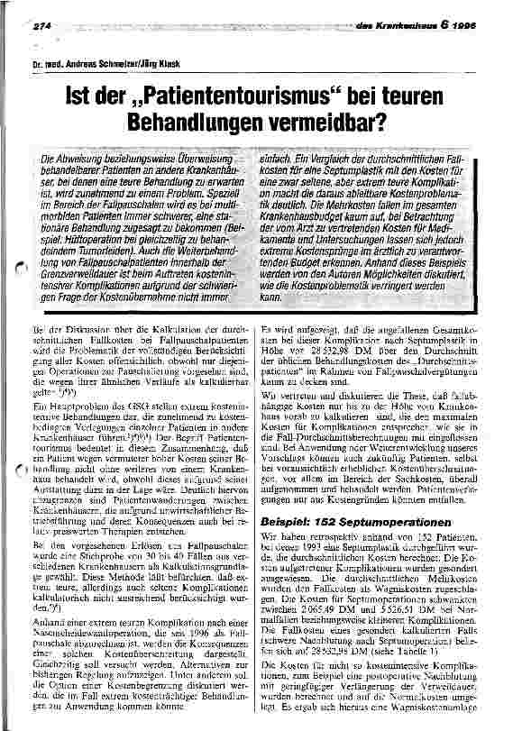 Vorschauseite 1: Ist der Patiententourismus bei teuren Behandlungen vermeidbar?
